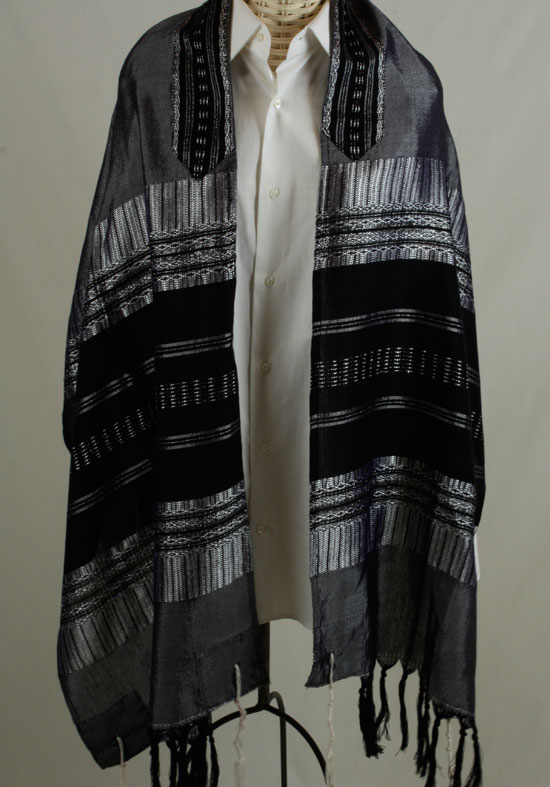 Amiel - Men's Handmade Woven Silk Tallit - The Tallis Lady
