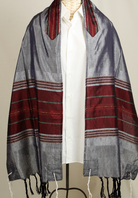 Dan - Men's Handmade Woven Silk Tallit - The Tallis Lady