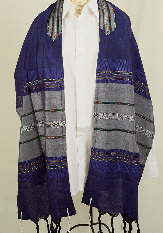 Hiram - Men's Handmade Woven Silk Tallit - The Tallis Lady