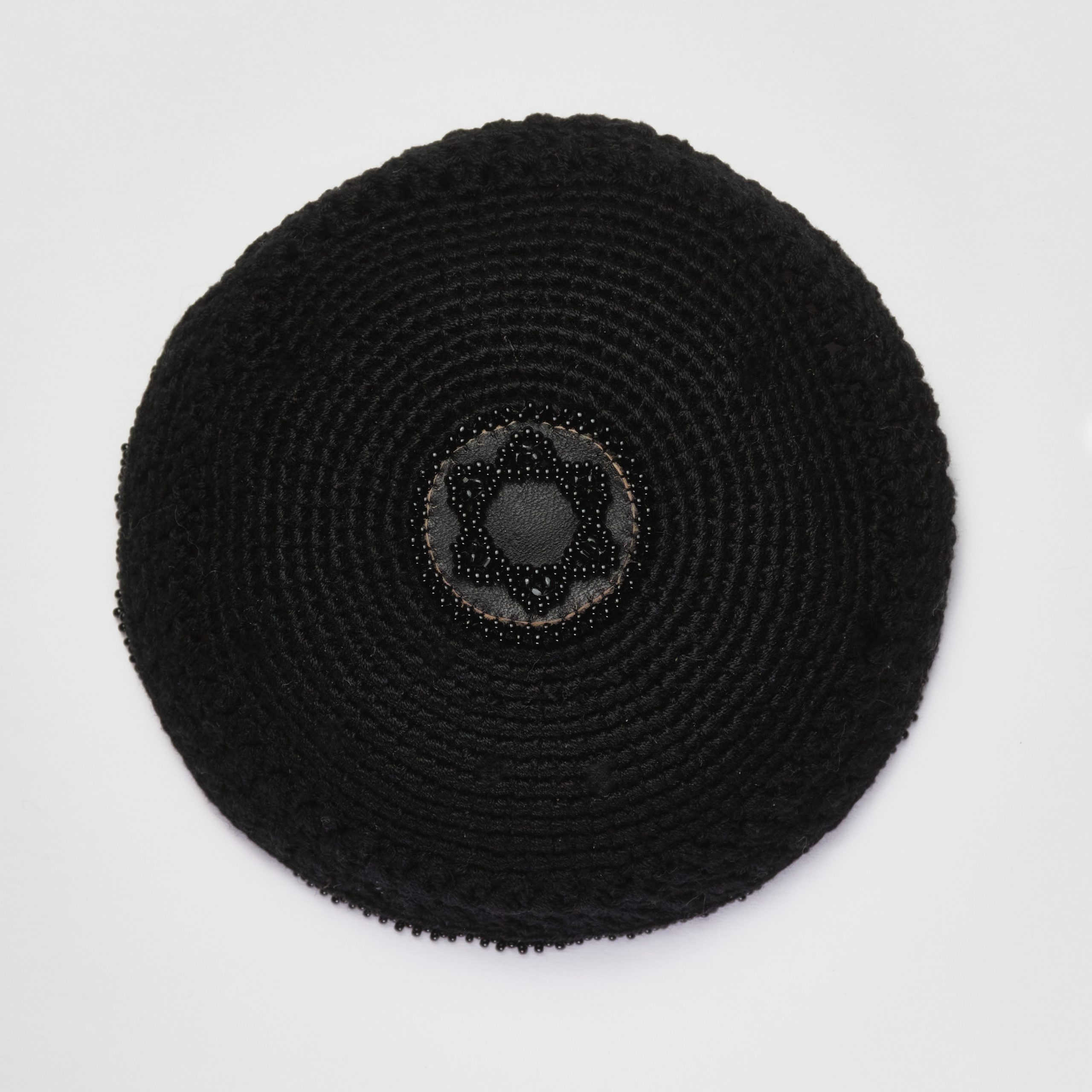 Black with Beaded Star of David - Women's Handmade Crocheted Kippah ...