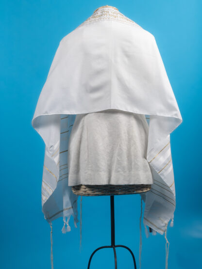 Tanner - Unisex Wool White and Silver Tallit, - Image 6