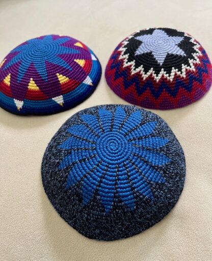 Colorful Stars - Men's Handmade Crocheted Kippah