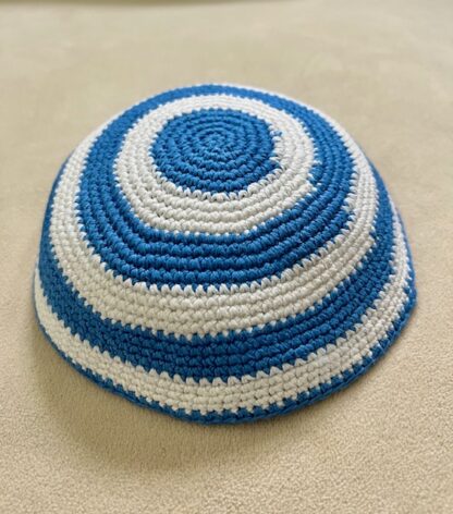 Blue and White Stripe - Men's Knit Kippah