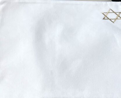 White with Silver and Gold Star of David - Handmade Vevet Tallit Bag