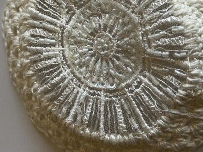 Ivory Kippah with Shiney Beads - Women's Handmade Crocheted - Image 2