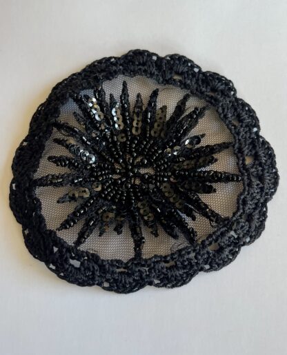 Black Beaded and Sequins - Handmade Woman's Crocheted Kippah - Image 3