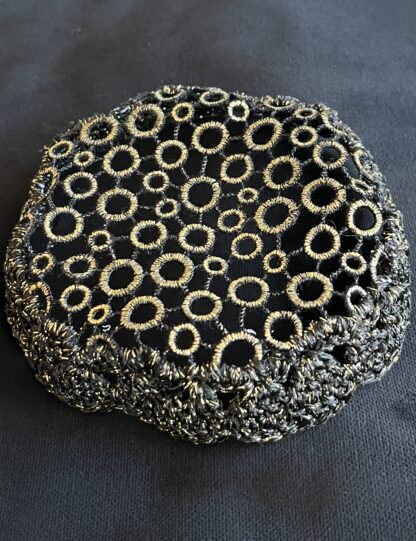 Black and Gold Metallic - Women's Hand Crocheted Kippah