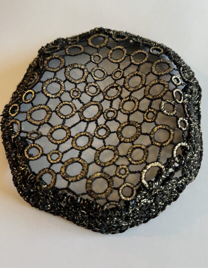 Black and Gold Metallic - Women's Hand Crocheted Kippah - Image 2